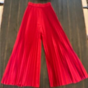 Vibrant Red Wide-Leg Pants